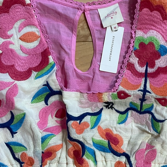 NEW Plenty by Tracy Reese Pink Babydoll Embroidered Blouse - Picture 7 of 14